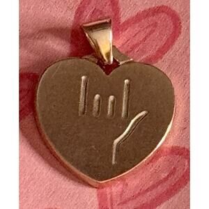 James Avery Retired RARE 14k Gold Heart ASL I Love You Heart Pendant Charm 6 gr